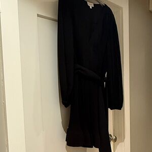 Milly Women's Black Wrap Dress with Long Sleeves